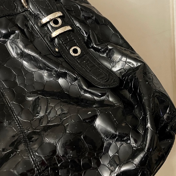 Stewart Weitzman Patent leather large black Tote Bag Luxury Statement - Picture 8 of 16